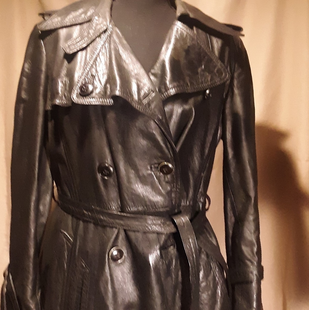 Ladies full length leather coat